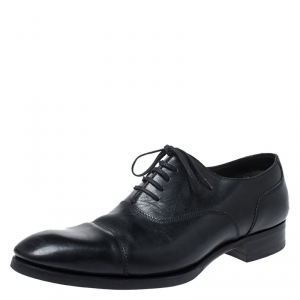 Tom Ford Black Leather Lace Up Oxford Size 44.5