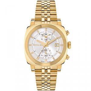 Trussardi Silver Gold Plated Stainless Steel Trussardi 1911 Men's Wristwatch 42MM