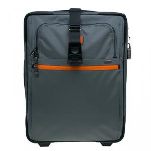 Pre Owned Tumi Grey/Orange Nylon Alpha 2 Expandable 2 Wheel Carry On Luggage