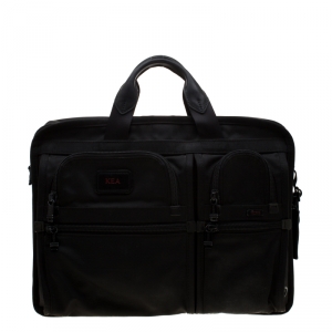 Tumi Black Nylon Alpha T-Pass Expandable Laptop Briefcase