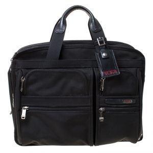Tumi Black Nylon Alpha T-Pass Expandable Laptop Briefcase