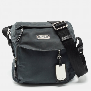Pre Owned TUMI Grey/Black Nylon and Leather Messenger Bag