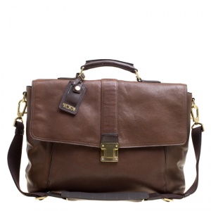 TUMI Brown Leather Beacon Hill Cambridge Briefcase