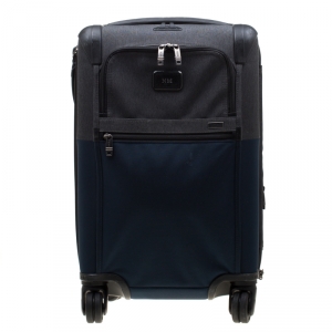 Tumi Blue/Grey Nylon Alpha II Continental Expandable 4 Wheeled Carry-On Luggage Bag