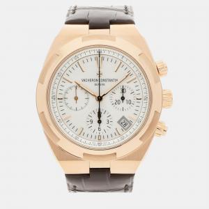 Vacheron Constantin Silver 18k Rose Gold Overseas Automatic Men's Wristwatch 42 mm