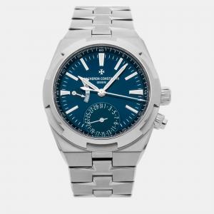 Vacheron Constantin Blue Stainless Steel Overseas Automatic Men's Wristwatch 41 mm