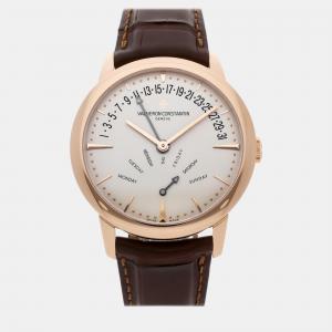 Vacheron Constantin Silver 18k Rose Gold Patrimony Automatic Men's Wristwatch 42 mm