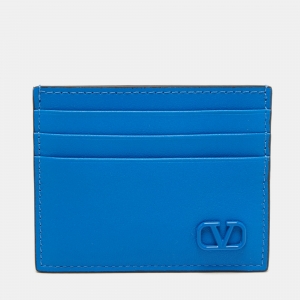 Valentino Blue Leather Vlogo Card Holder 
