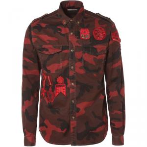 Valentino Army Camouflage Printed Military Embroidery Long Sleeve Shirt XS