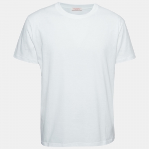 Valentino White Solid Cotton Jersey T-Shirt L