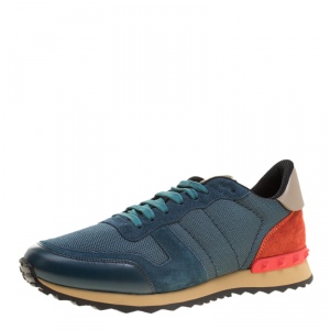 Pre Owned Valentino Multicolor Mesh/Leather and Suede Rockrunner Sneakers Size 40