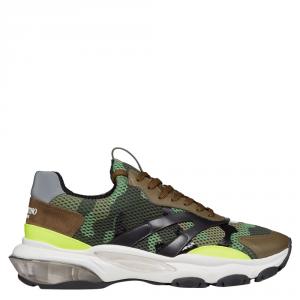 Valentino Green Fabric and Leather Camouflage Bounce Sneakers Size 44