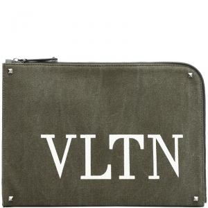 مملوكة مسبقًا Valentino Olive Canvas VLTN Document Case