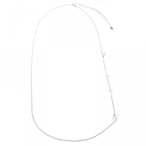 Valentino VLTN Logo Detail Silver Tone Necklace 