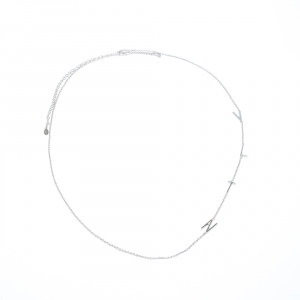 Valentino VLTN Logo Detail Silver Tone Long Necklace 