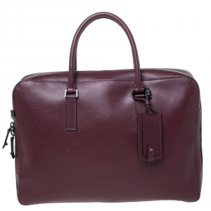 Valentino Burgundy Leather Double Handle Briefcase 