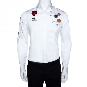 Valentino White Cotton Video Game Arcade Embellished Shirt M