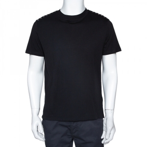 Valentino Black Cotton Rockstud Embellished Crew Neck T Shirt M 