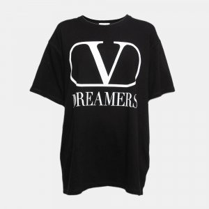 Valentino Black Cotton Vlogo Dreamers T-Shirt M