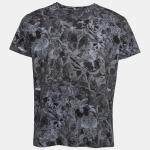 Valentino Grey Butterfly Print Cotton T-Shirt L