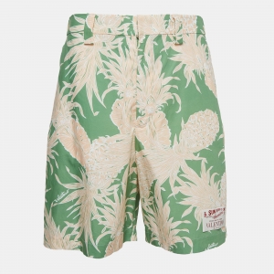 Valentino Green Pineapple Print Cotton Shorts S