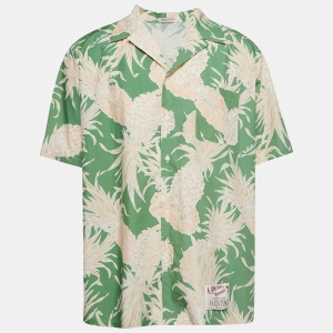 Valentino Green Pineapple Print Cotton Hawaiian Shirt S
