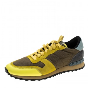 Pre Owned Valentino Tricolor Mesh and Leather Rockrunner Sneakers Size 43