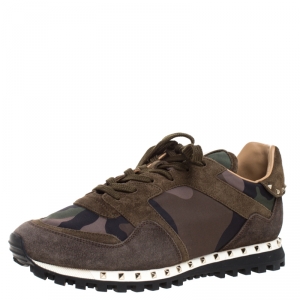 Pre Owned Valentino Multicolor Camo Butterfly Printed Rockrunner Sneakers Size 42