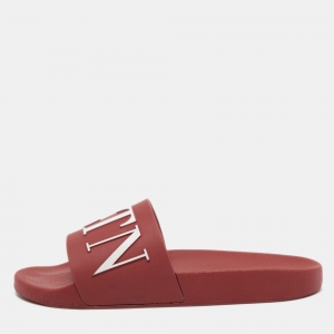 Valentino Red Rubber VLTN Slide Sandals Size 41