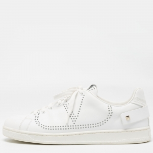 Pre Owned Valentino White Leather Backnet Sneakers Size 42