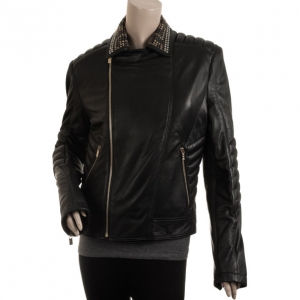 Versace for H and M Black Leather Jacket