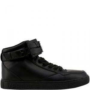 Versace Jeans Black Synthetic Faux Leather High Top Sneakers Size 44