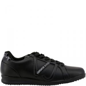 Versace Jeans Black Synthetic Faux Leather Lace Up Sneakers Size 44