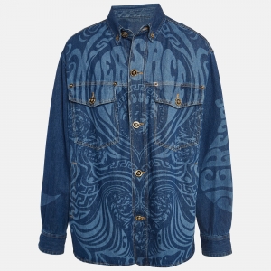 Versace Blue Printed Denim Jacket XL
