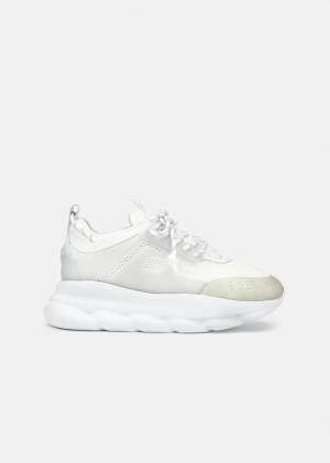 Versace White Chain Reaction Sneakers Size EU 40.5
