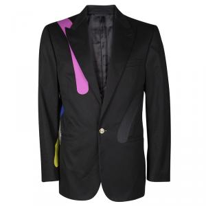 Versace Black Cotton Paint Stripe Detail Tailor Made Blazer XXL