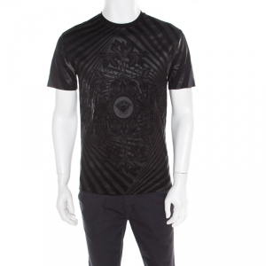 Pre Owned Versace Black Medusa Icon Printed Cotton Crew Neck T- Shirt S