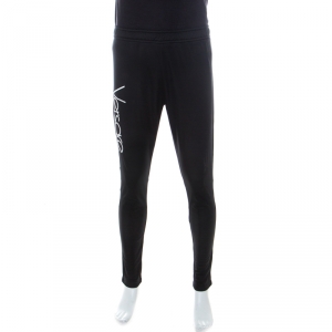 Versace Black Logo Embroidered Elasticized Waist Track Pants M