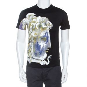 Pre Owned Versace Black Medusa Painted Cotton Short Sleeve T-Shirt XS