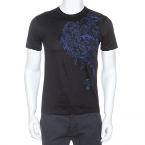 Pre Owned Versace Black Medusa Motif Embroidered Cotton Short Sleeve T-Shirt S  