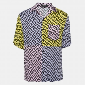 Versace Multicolor Printed Viscose Short Sleeve Shirt S