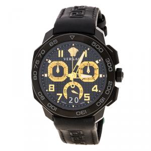 Versace Black Stainless Steel Dylos Chronograph  VQC020015 Men's Wristwatch 44 mm