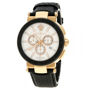 Versace White Dial Gold Tone Stainless Steel Mystique VFG Sport Men's Wristwatch 46 mm
