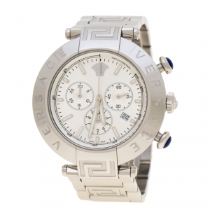 Versace Silver Stainless Steel Reve VQZ Chronograph Men's Wristwatch 46 mm