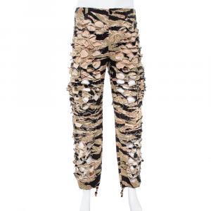 Vetements Green Camouflage Print Cotton Cutout Military Pants S