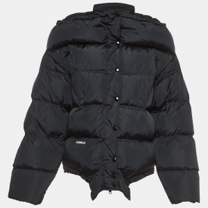 Vetements Black Quilted Nylon Blend Logo Plaque Upside-Down Puffer Jacket L