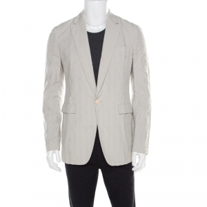 Viktor & Rolf Monsieur Beige Self Striped Seer Sucker Cotton Blazer M