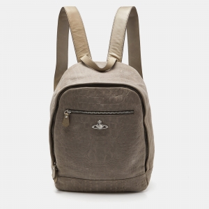 Vivienne Westwood Grey Croc Embossed Leather Backpack