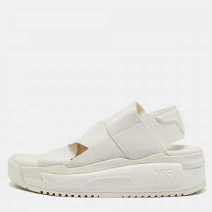 Y-3 White Elastic Fabric Rivalry Sandals Size 44