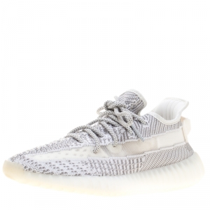Yeezy x Adidas Grey And White Cotton Knit Boost 350 V2 Static Non-Reflective Sneakers Size 45.5